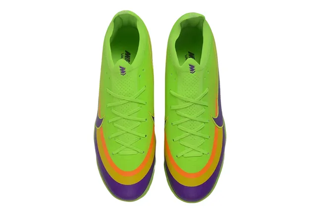 Nike Mercurial Vert Violet Low-Cut Synthétique Supérieur Multicolore Rayures Dégradées Gazon Chaussures de Football 2