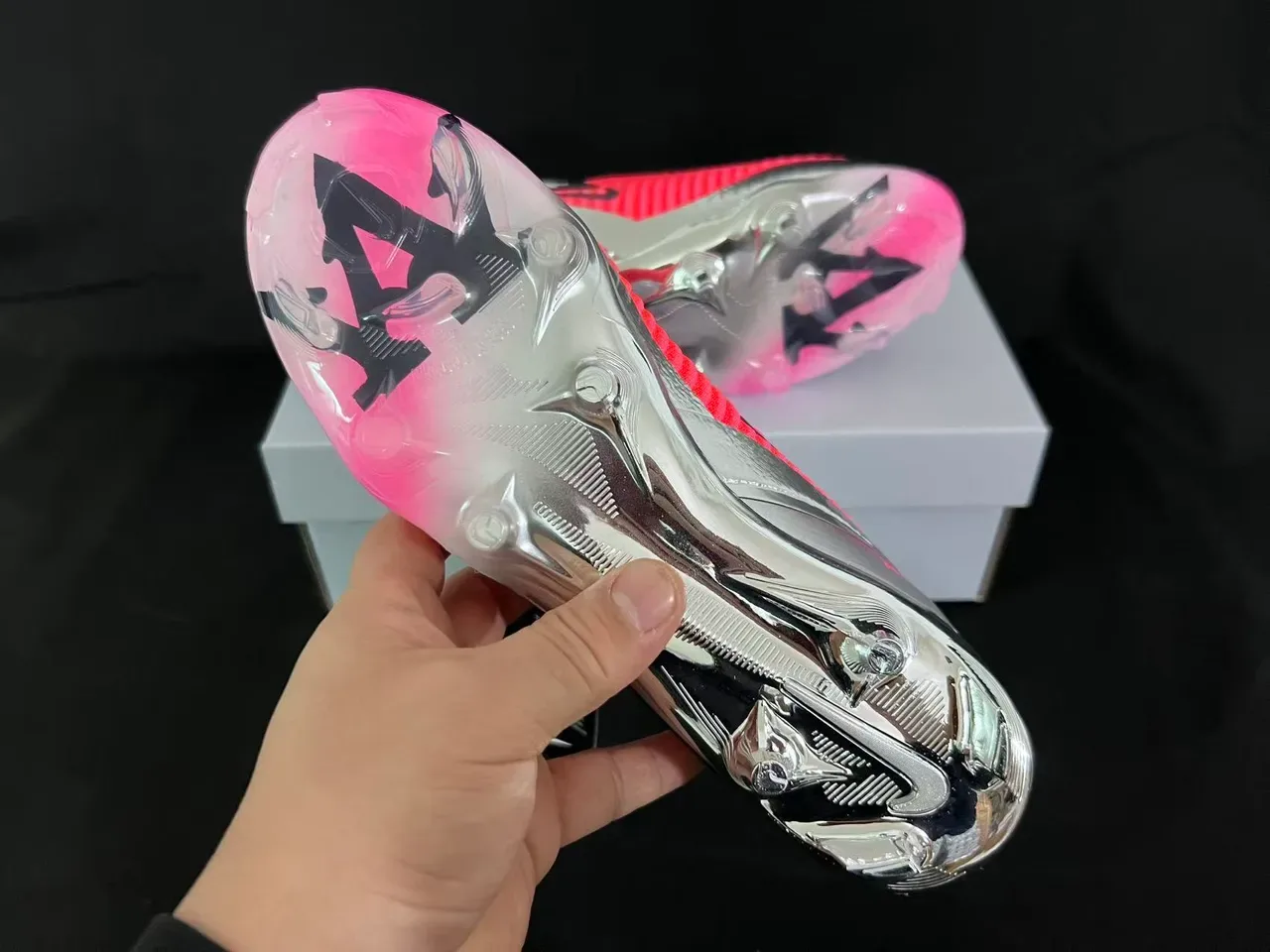 Nike Mercurial Botines de Fútbol Rosa Coral Plata Firm Ground 9