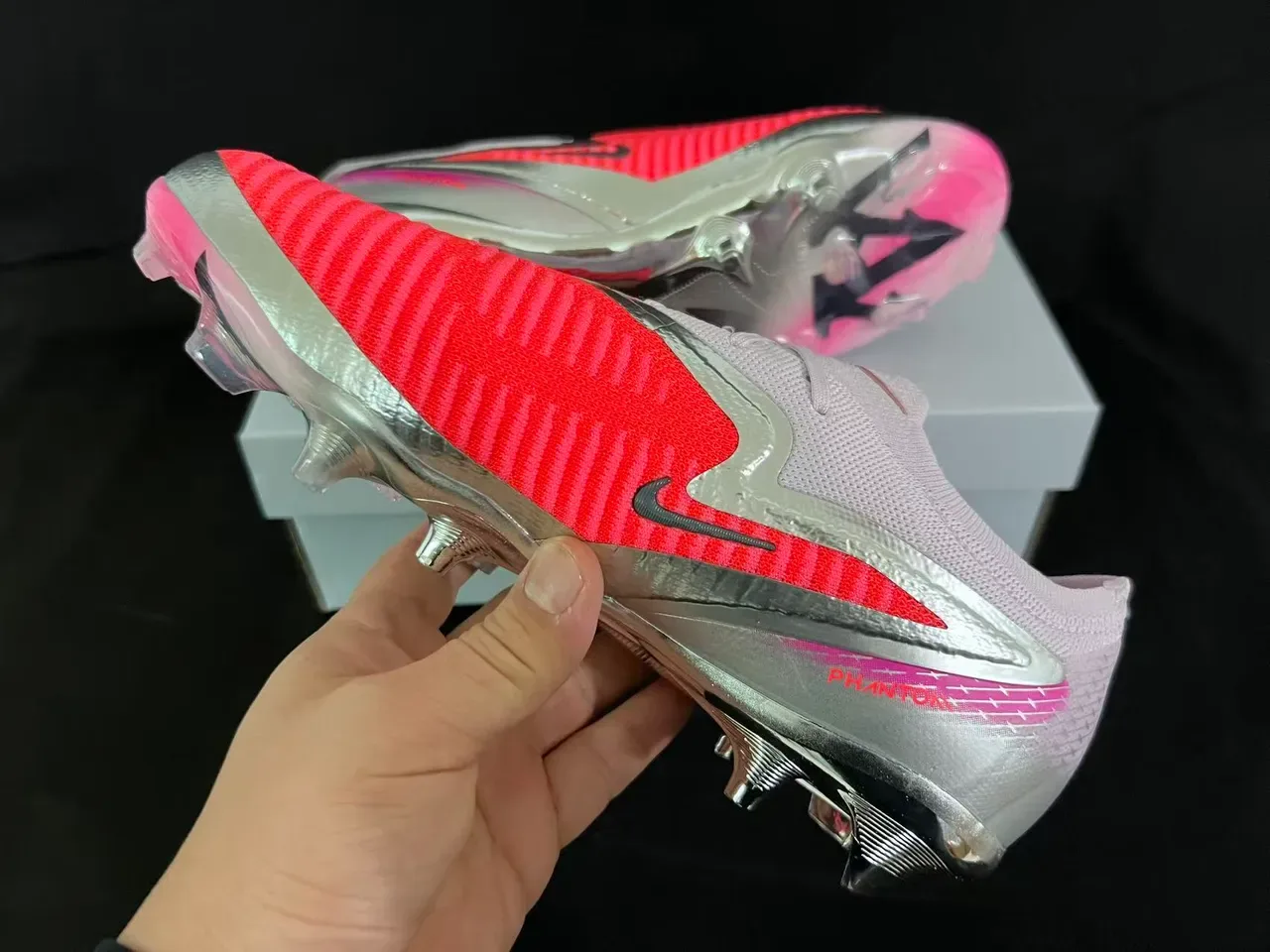 Nike Mercurial Botines de Fútbol Rosa Coral Plata Firm Ground 11