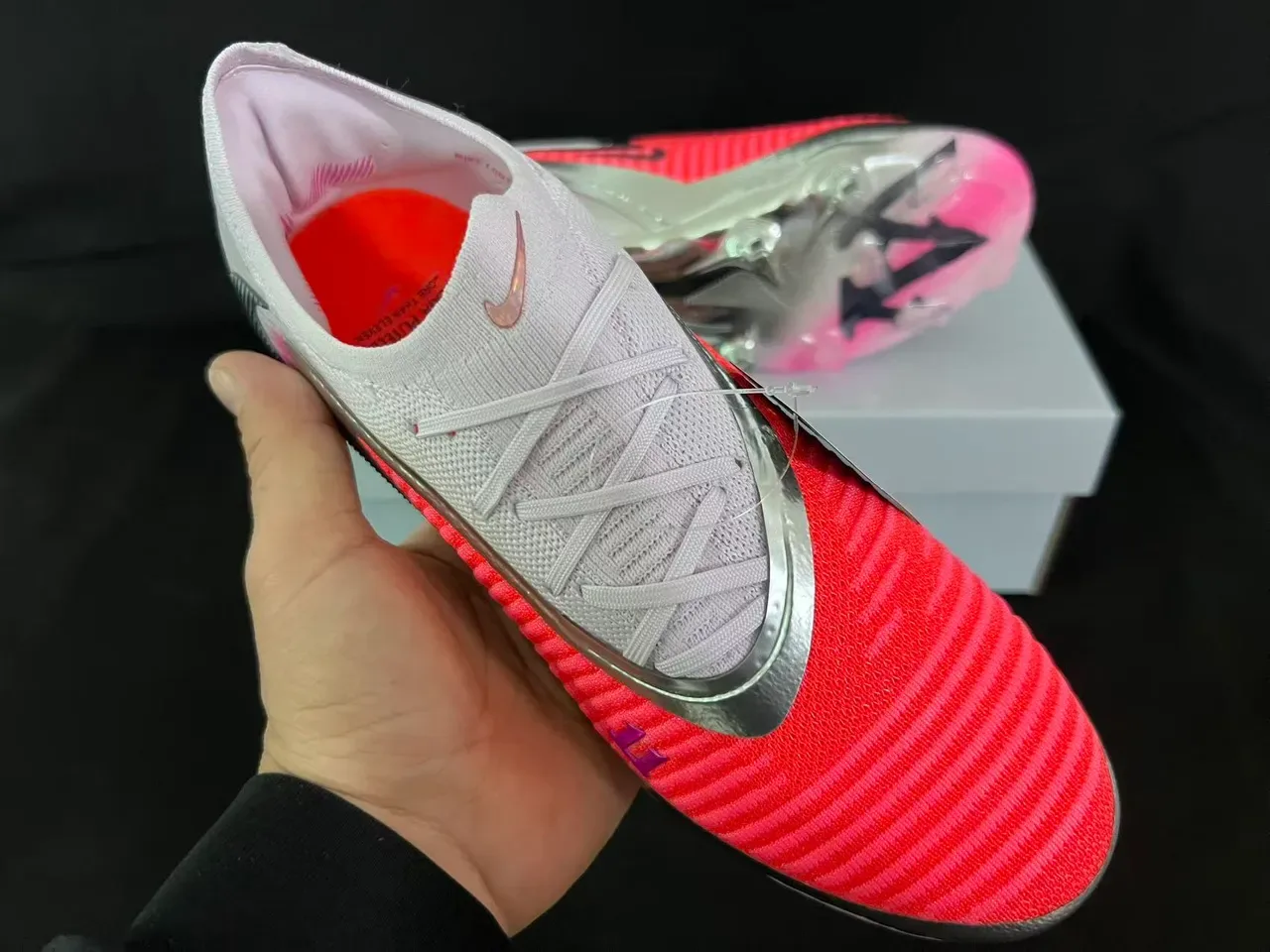 Nike Mercurial Botines de Fútbol Rosa Coral Plata Firm Ground 12