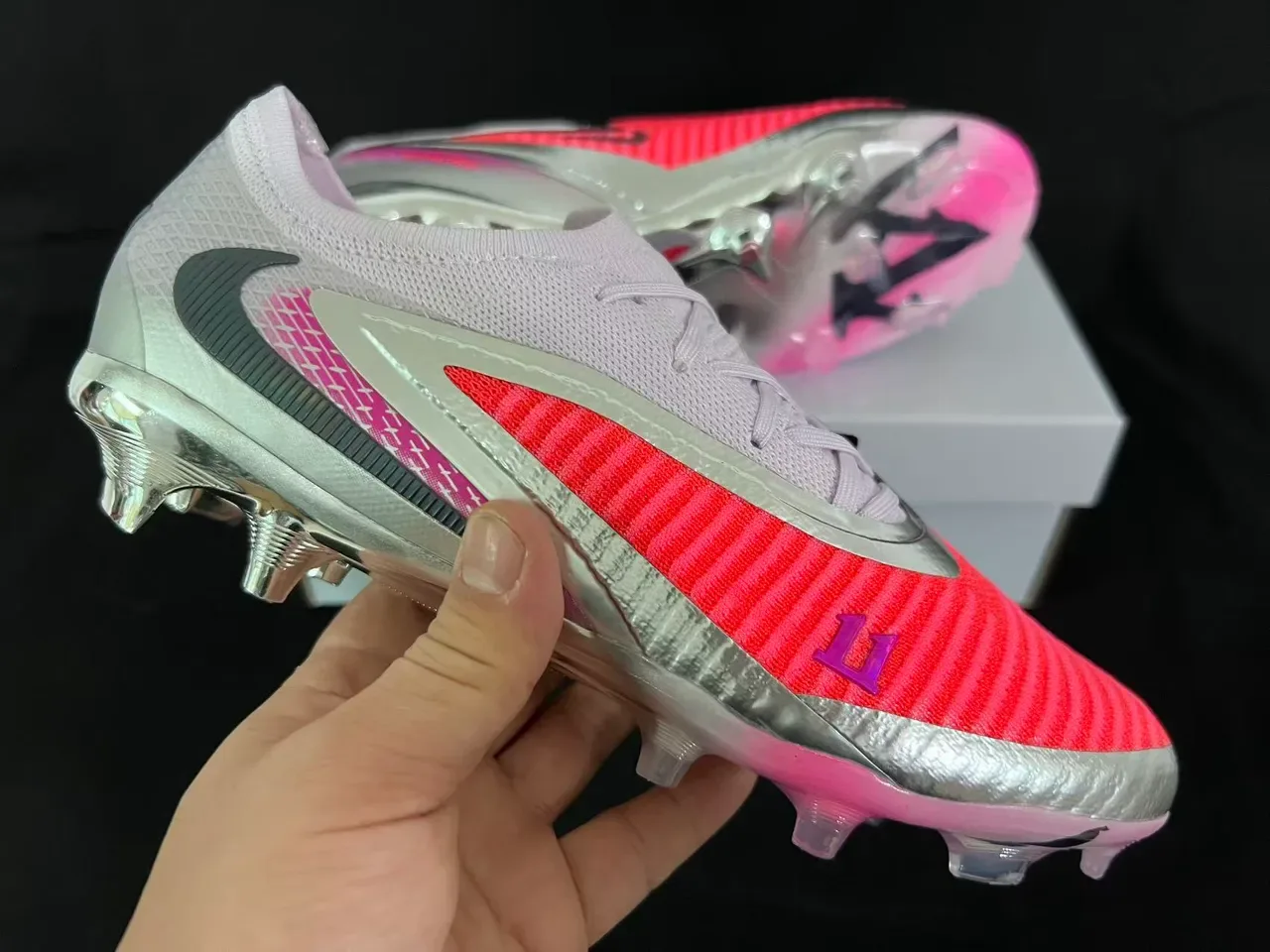 Nike Mercurial Botines de Fútbol Rosa Coral Plata Firm Ground 13