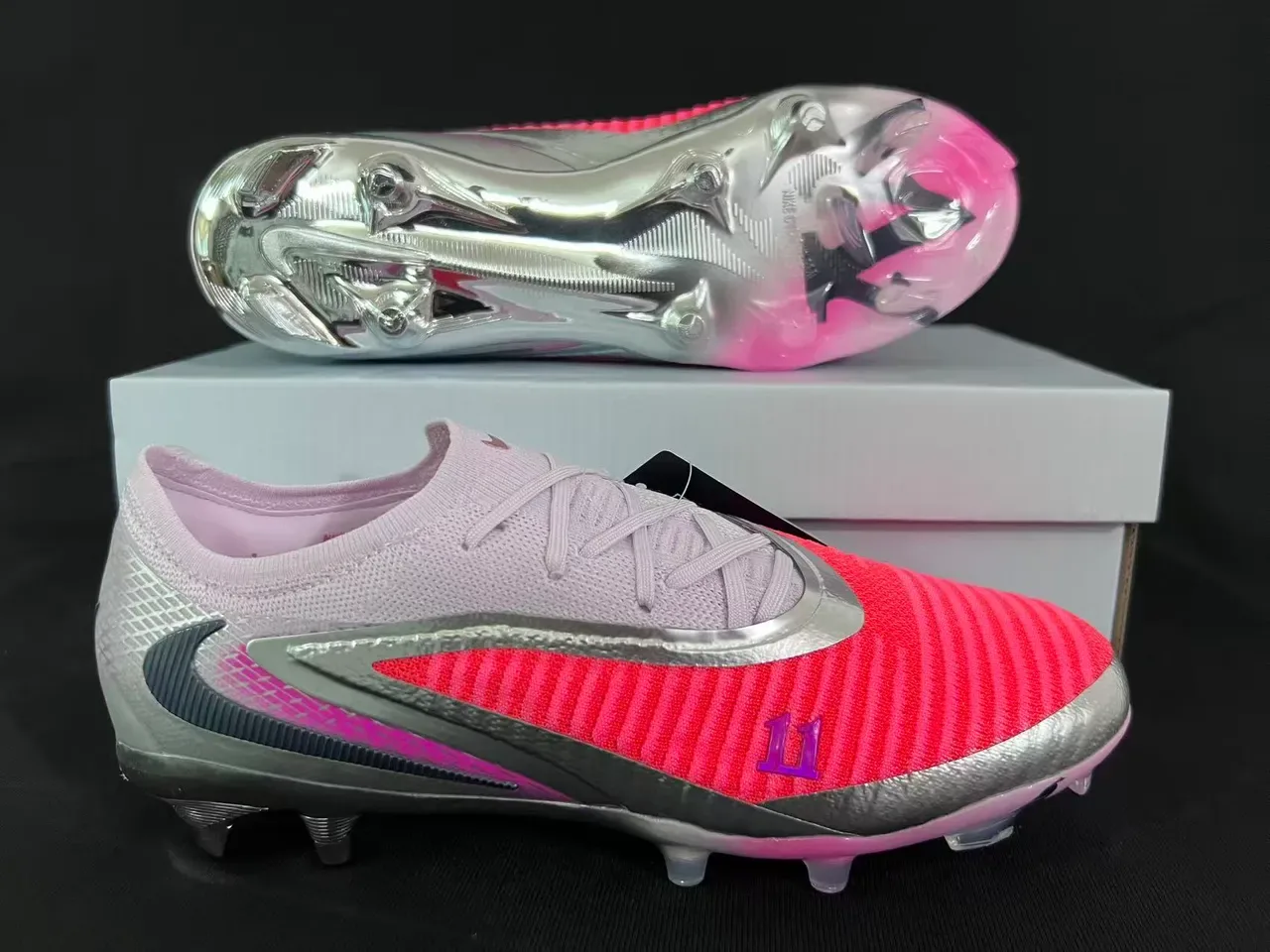 Nike Mercurial Botines de Fútbol Rosa Coral Plata Firm Ground 14