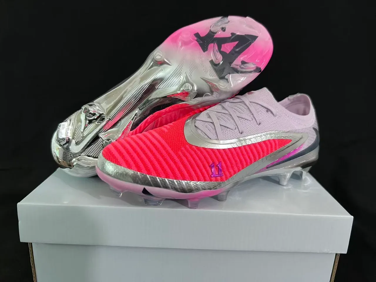 Nike Mercurial Botines de Fútbol Rosa Coral Plata Firm Ground 15