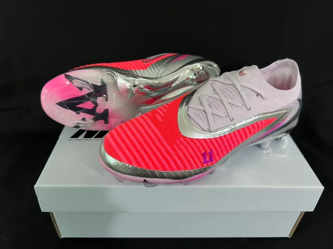 Nike Mercurial Botines de Fútbol Rosa Coral Plata Firm Ground 16