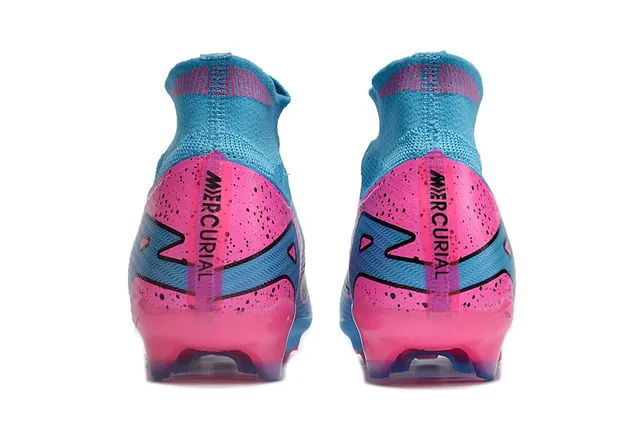 Nike Mercurial Superfly Blue Pink High-Cut Bootie Upper Flyknit Construction Firm-Ground Soccer Shoes 3