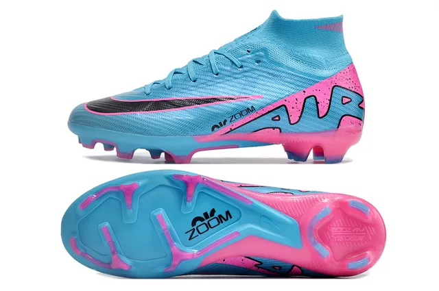 Nike Mercurial Superfly Blue Pink High-Cut Bootie Upper Flyknit Construction Firm-Ground Soccer Shoes 5