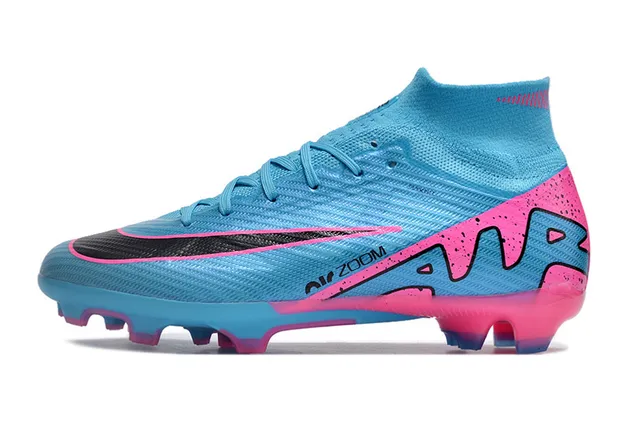Nike Mercurial Superfly Blue Pink High-Cut Bootie Upper Flyknit Construction Firm-Ground Soccer Shoes 8