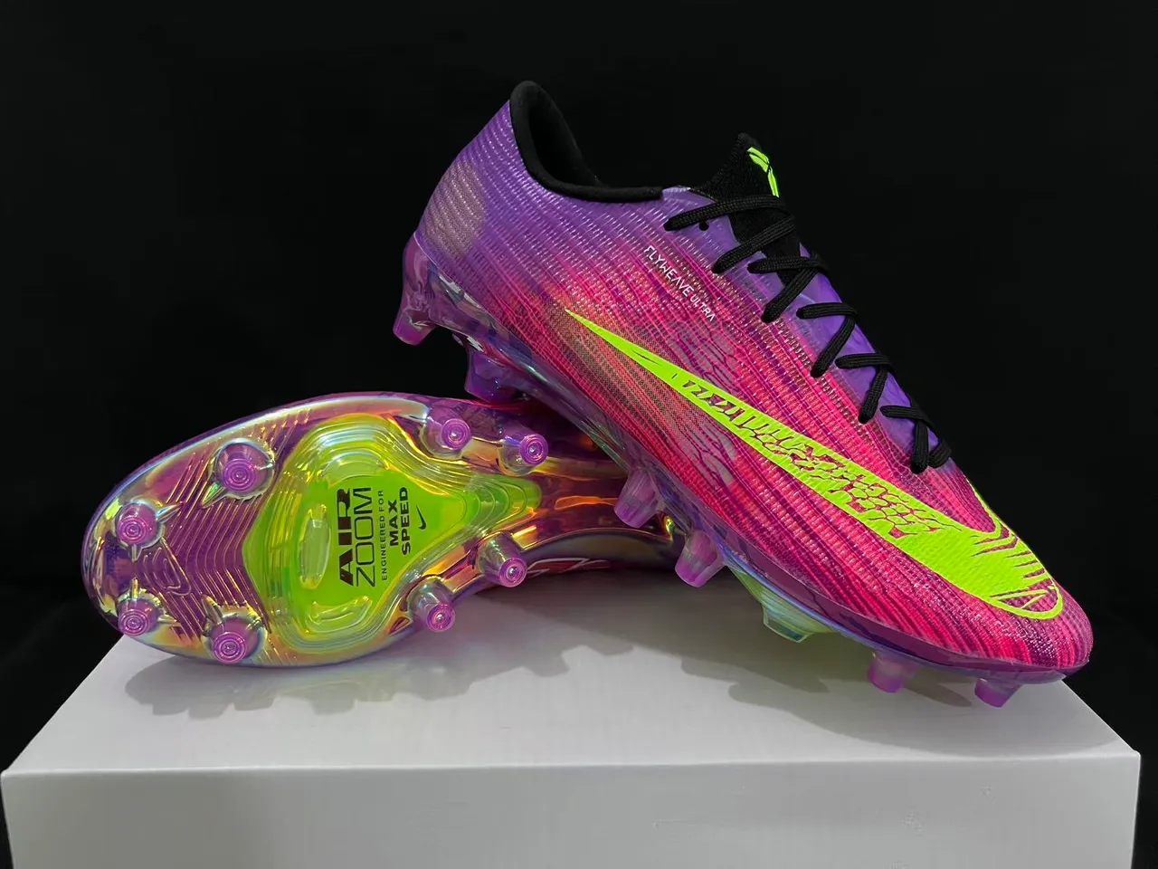 Nike Mercurial Superfly Flyknit Ultra Gradient Purple Pink Neon Yellow Firm-Ground Soccer Shoes 1