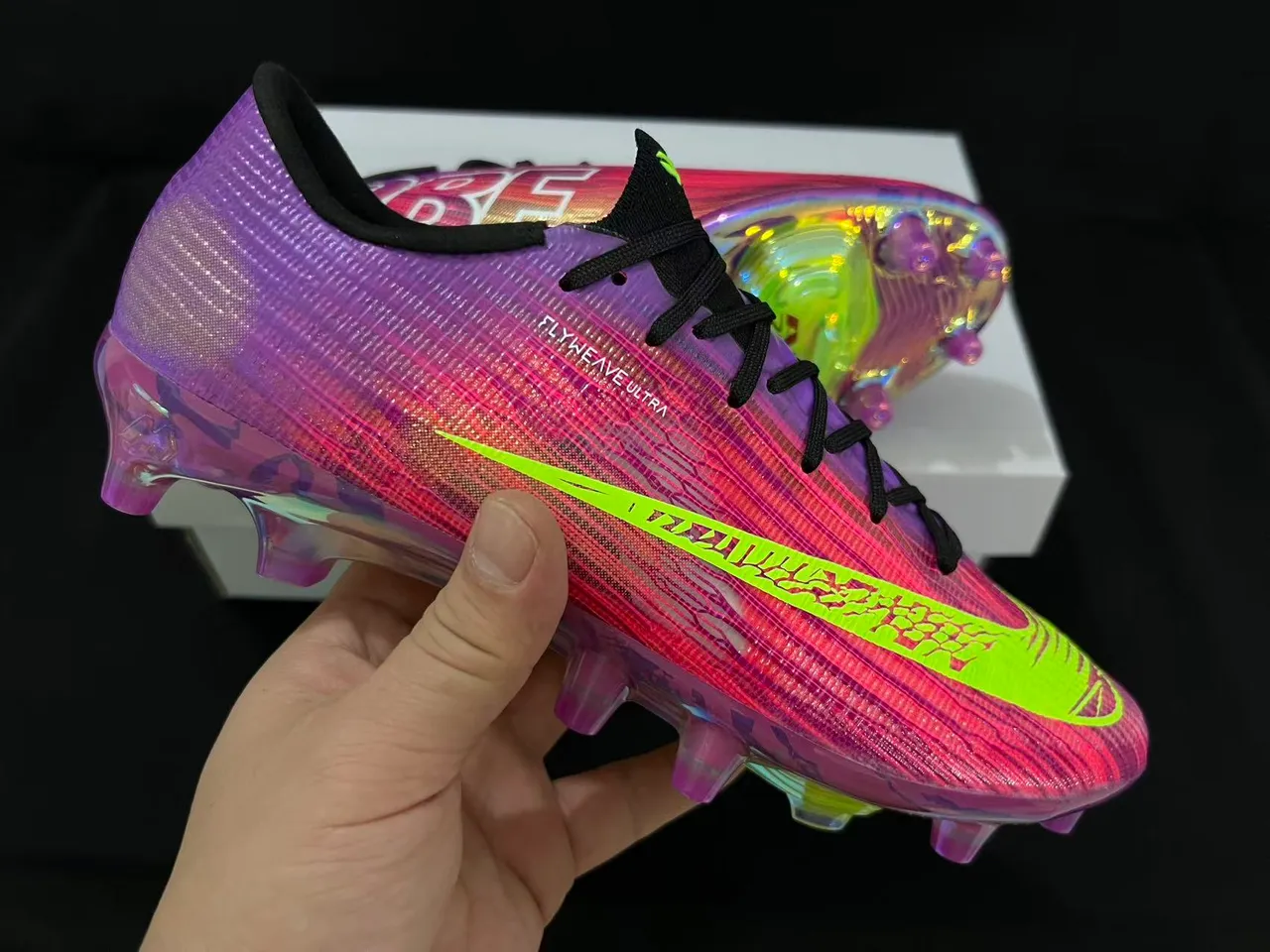 Nike Mercurial Superfly Flyknit Ultra Gradient Purple Pink Neon Yellow Firm-Ground Soccer Shoes 6