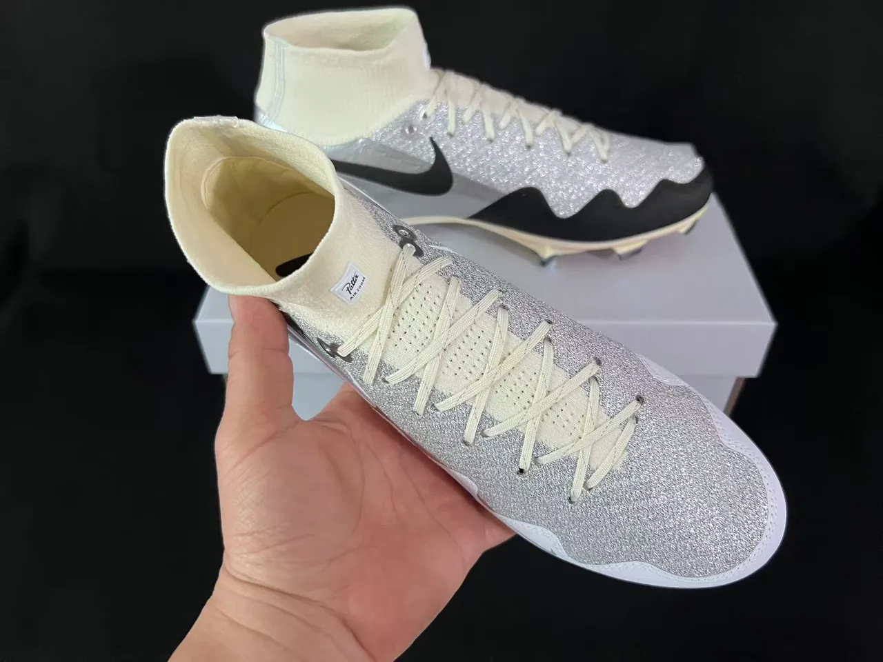 Nike Mercurial Superfly UNITE Iridescent Silver Glitter Firm-Ground Soccer Shoes 5