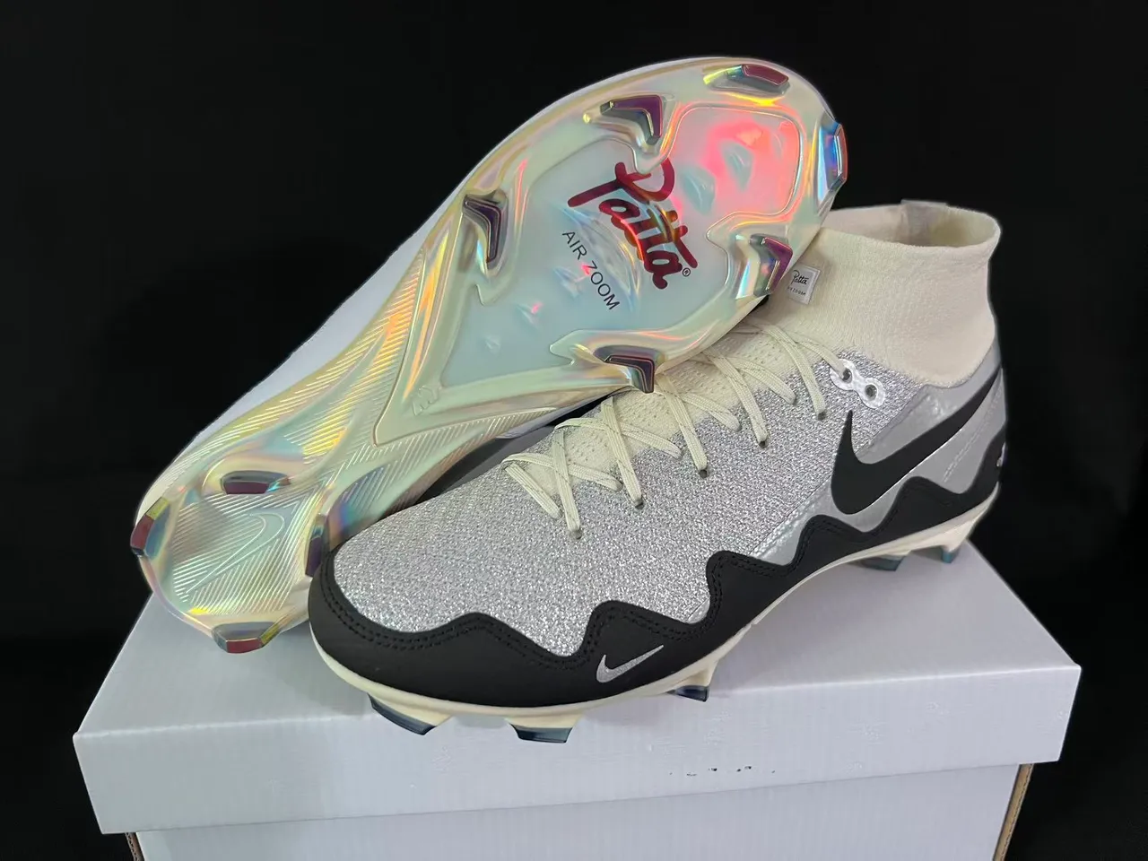 Nike Mercurial Superfly UNITE Iridescent Silver Glitter Firm-Ground Soccer Shoes 7