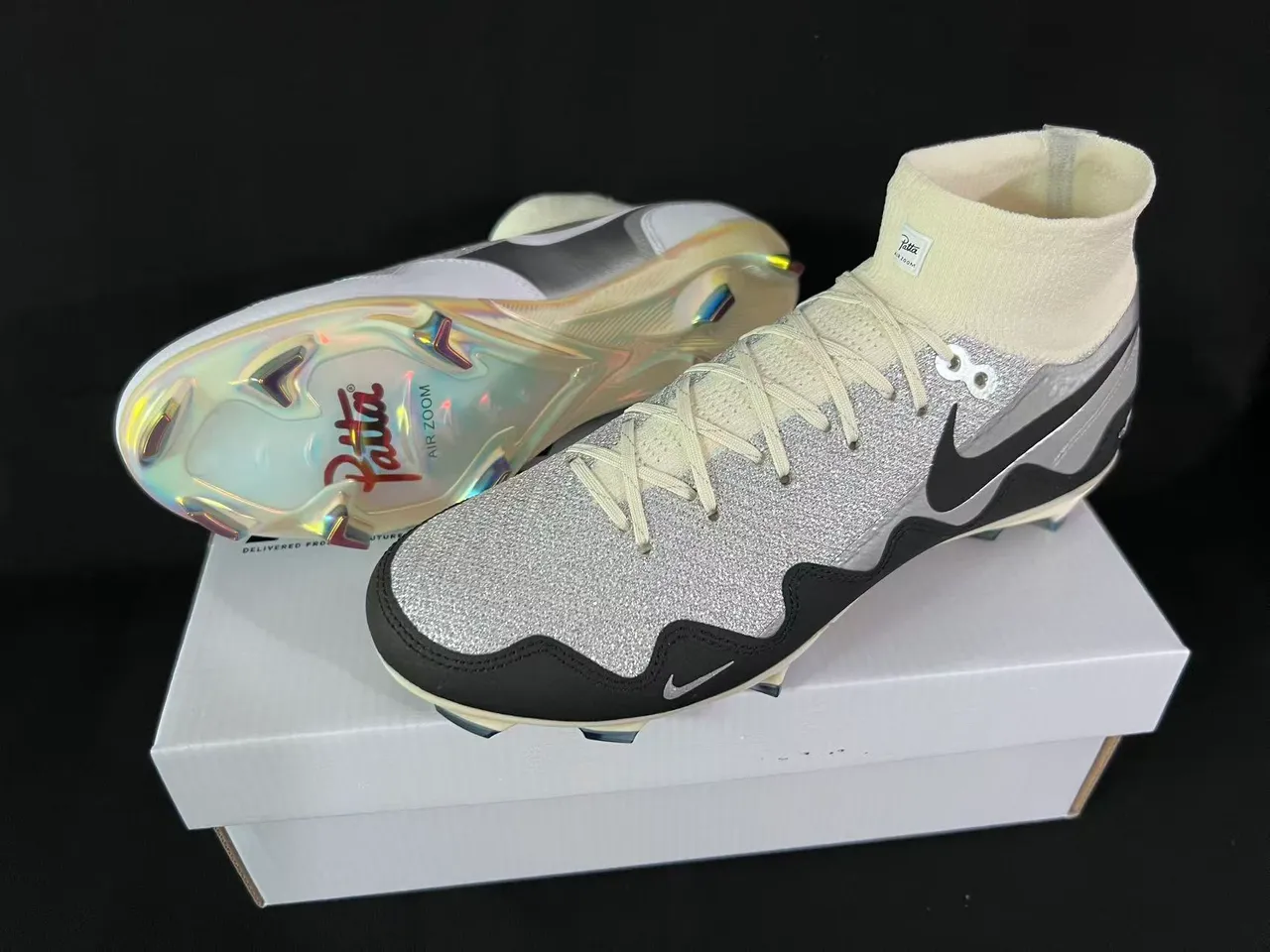 Nike Mercurial Superfly UNITE Iridescent Silver Glitter Firm-Ground Soccer Shoes 8