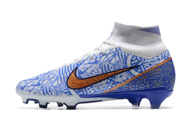 Nike Mercurial Vapor Blue Geometric Print Firm-Ground Soccer Shoes 10