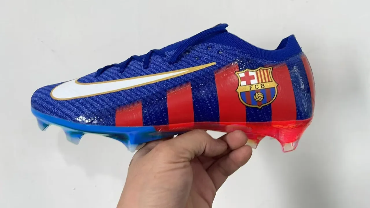 नाइके Mercurial Vapor FC Barcelona নীল লাল ইরিডেসেন্ট ফার্ম গ্রাউন্ড ফুটবল জুতা 8