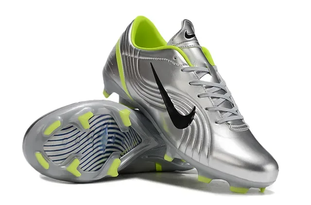 Nike Mercurial Vapor فضي معدني نيون ليم أحذية كرة القدم للأرض الصلبة 2