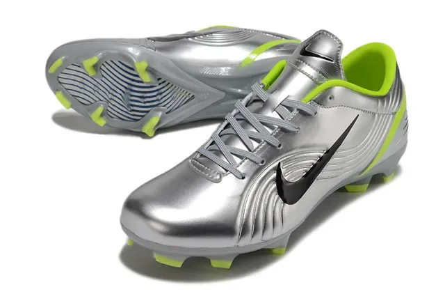 Nike Mercurial Vapor فضي معدني نيون ليم أحذية كرة القدم للأرض الصلبة 3