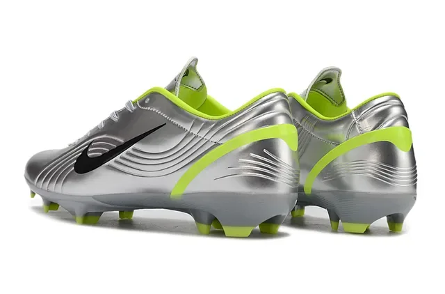 Nike Mercurial Vapor فضي معدني نيون ليم أحذية كرة القدم للأرض الصلبة 4