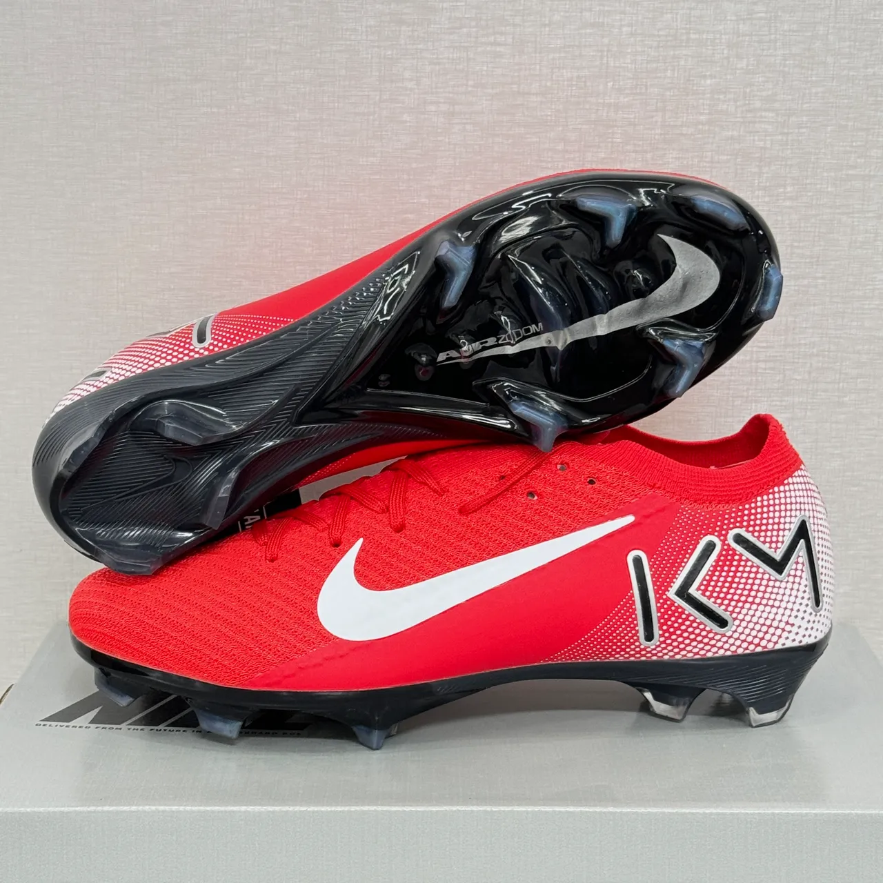 Nike Mercurial Vapor Red Black Knit Upper Low-Cut Collar Firm-Ground Soccer Shoes 9