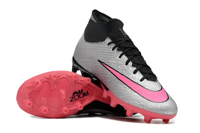 Nike Mercurial Vapor Silver Pink High-Cut Sock-Fit Collar Firm-Ground Soccer Shoes 4