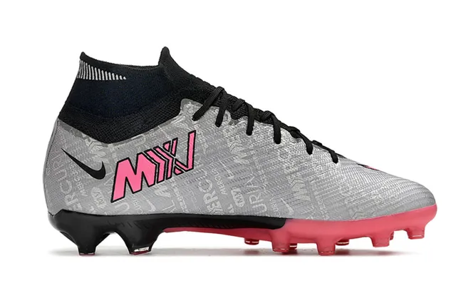 Nike Mercurial Vapor Silver Pink High-Cut Sock-Fit Collar Firm-Ground Soccer Shoes 7