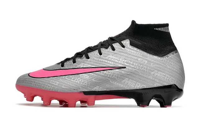 Nike Mercurial Vapor Silver Pink High-Cut Sock-Fit Collar Firm-Ground Soccer Shoes 8