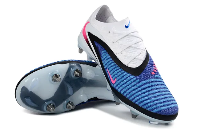 Nike Mercurial Vapor White Blue Low-Cut Knit Upper Dynamic Black Overlay Firm-Ground Soccer Shoes 4