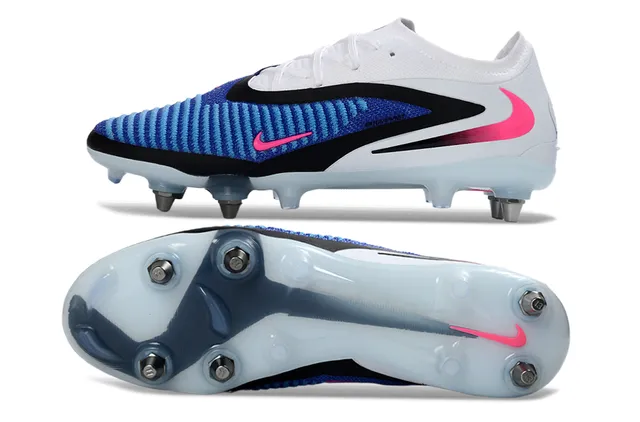 Nike Mercurial Vapor White Blue Low-Cut Knit Upper Dynamic Black Overlay Firm-Ground Soccer Shoes 6