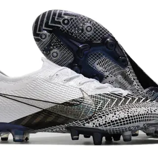 Nike Mercurial Vapor 白色蓝色 纹理合成鞋面 格子图案网面覆盖 钉地足球鞋