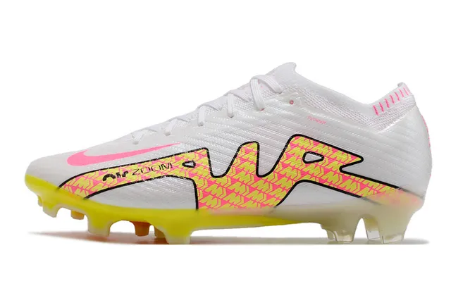 Nike Mercurial Vapor Blanc Rose Tige Tricotée à Coupe Basse Col Ajustement Dynamique Semelle Ferme Chaussures de Football 5