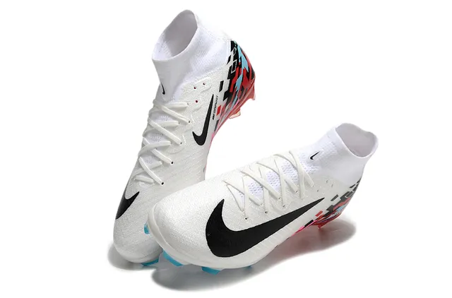 Nike Mercurial Vapor White Red Sock-Fit Collar Pixel-Art Graphic Print Firm-Ground Soccer Shoes 4