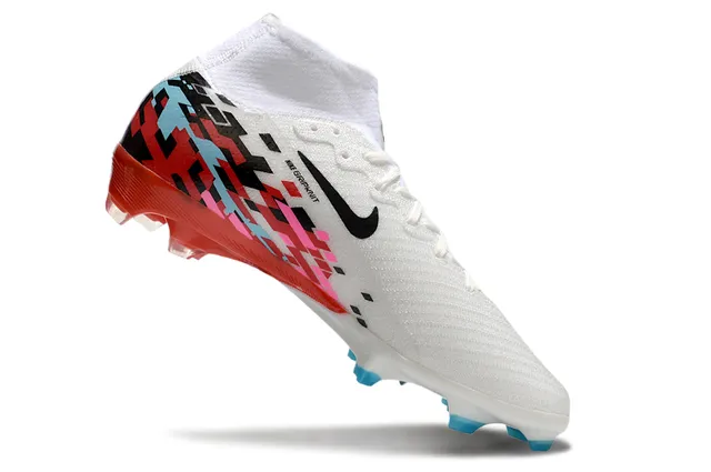 Nike Mercurial Vapor White Red Sock-Fit Collar Pixel-Art Graphic Print Firm-Ground Soccer Shoes 5