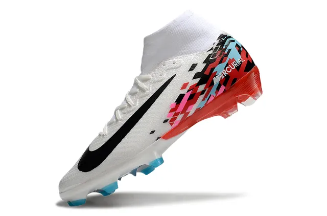 Nike Mercurial Vapor White Red Sock-Fit Collar Pixel-Art Graphic Print Firm-Ground Soccer Shoes 6