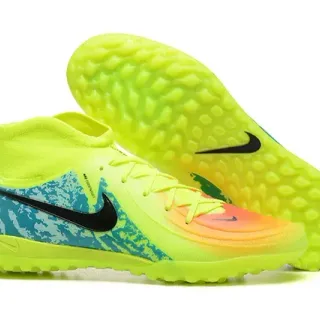 حذاء كرة قدم Nike ميركيوريال أصفر أزرق عالي الكعب كم طويل من نوع الجوارب درجة نيون لامعة علوية للعشب