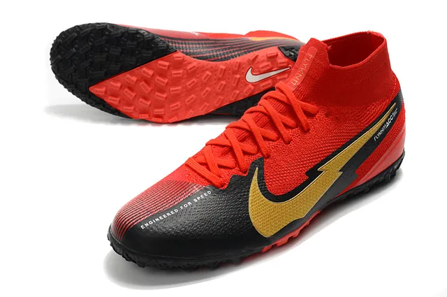 Nike Multicolore Noir Impression Graphique Haut Collet Turf Chaussures de Football 4