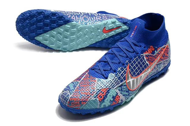 Nike Multicolore Noir Impression Graphique Haut Collet Turf Chaussures de Football 24