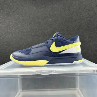 Nike Zapatillas de Baloncesto Azul Marino y Amarillo Low-Top de Malla y Cuero