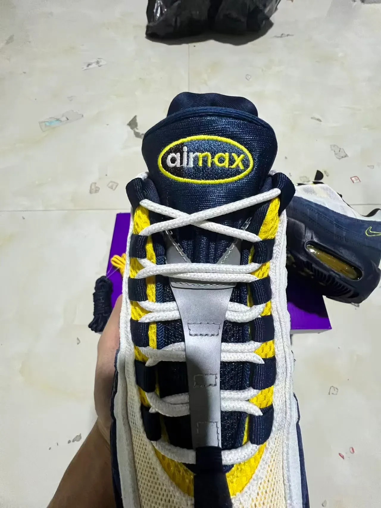 Nike Navy Yellow Layered Mesh And Synthetic Upper Visible Segmented Air Cushioning Lifestyle Sneakers 4