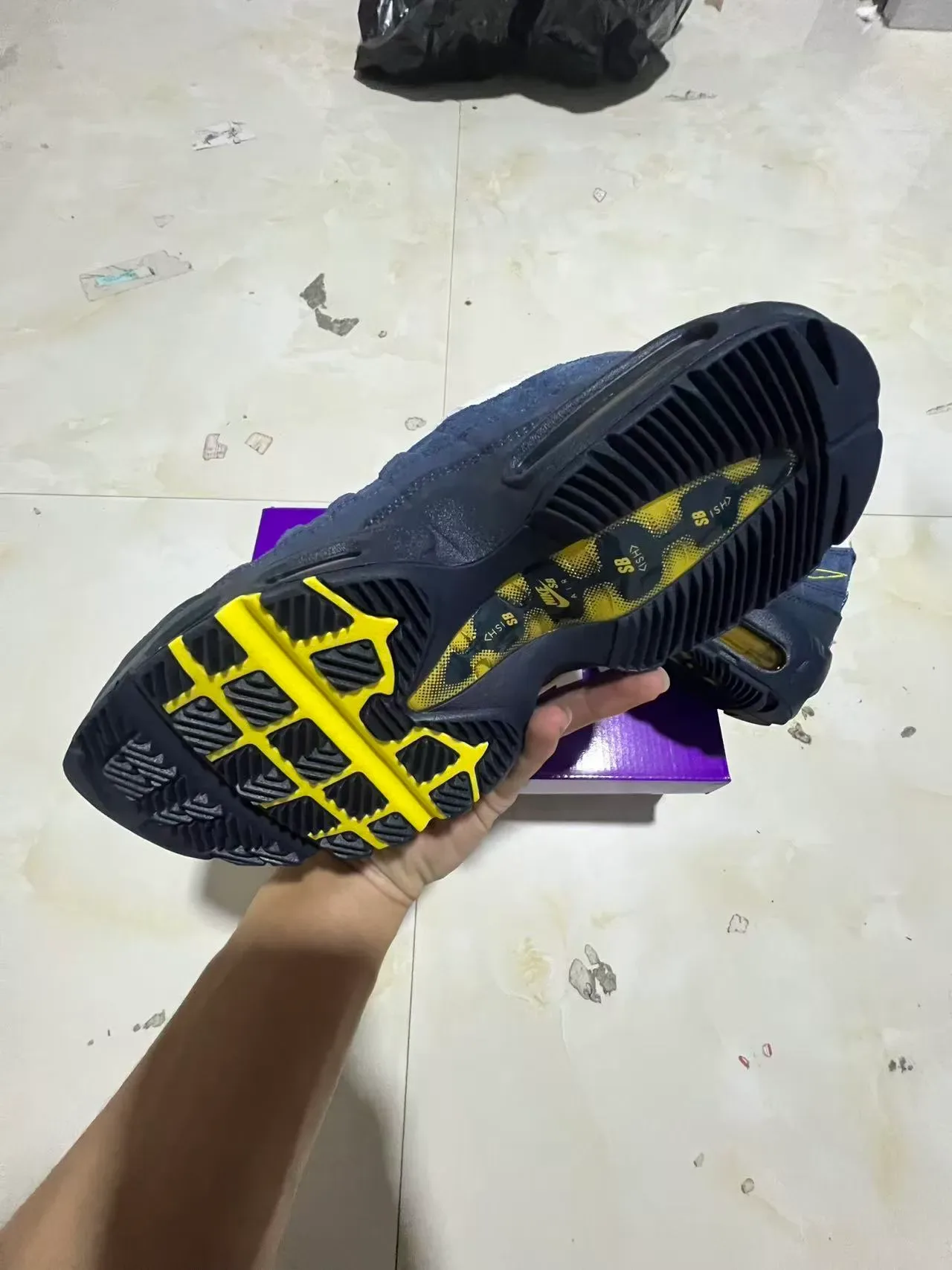 Nike Navy Yellow Layered Mesh And Synthetic Upper Visible Segmented Air Cushioning Lifestyle Sneakers 6