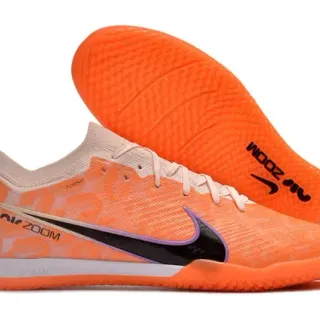 Nike Orange Black Flyknit Upper Air Zoom Cushioning Indoor Soccer Shoes