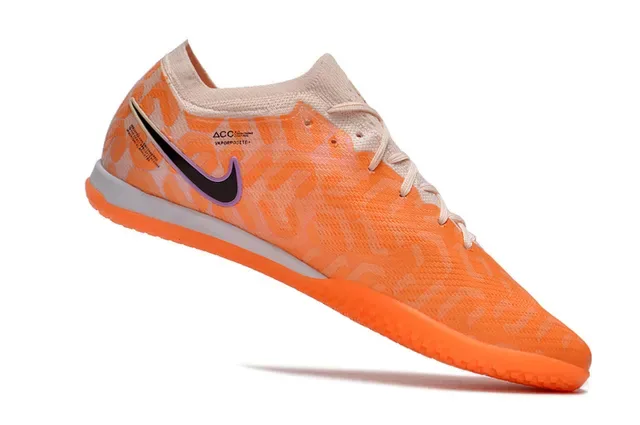Nike Orange Black Flyknit Upper Air Zoom Cushioning Indoor Soccer Shoes 2