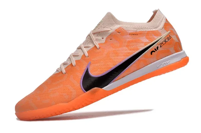 Nike Orange Black Flyknit Upper Air Zoom Cushioning Indoor Soccer Shoes 3
