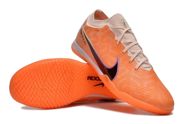 Nike Orange Black Flyknit Upper Air Zoom Cushioning Indoor Soccer Shoes 4