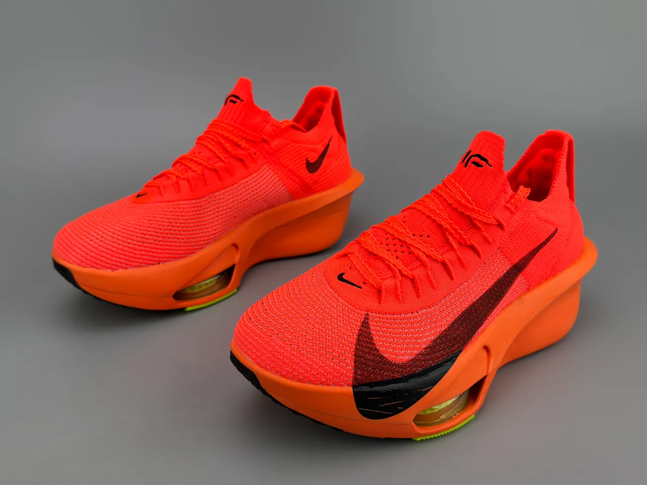 Nike Orange Black Knit Upper Sculpted Midsole Running Shoes 5