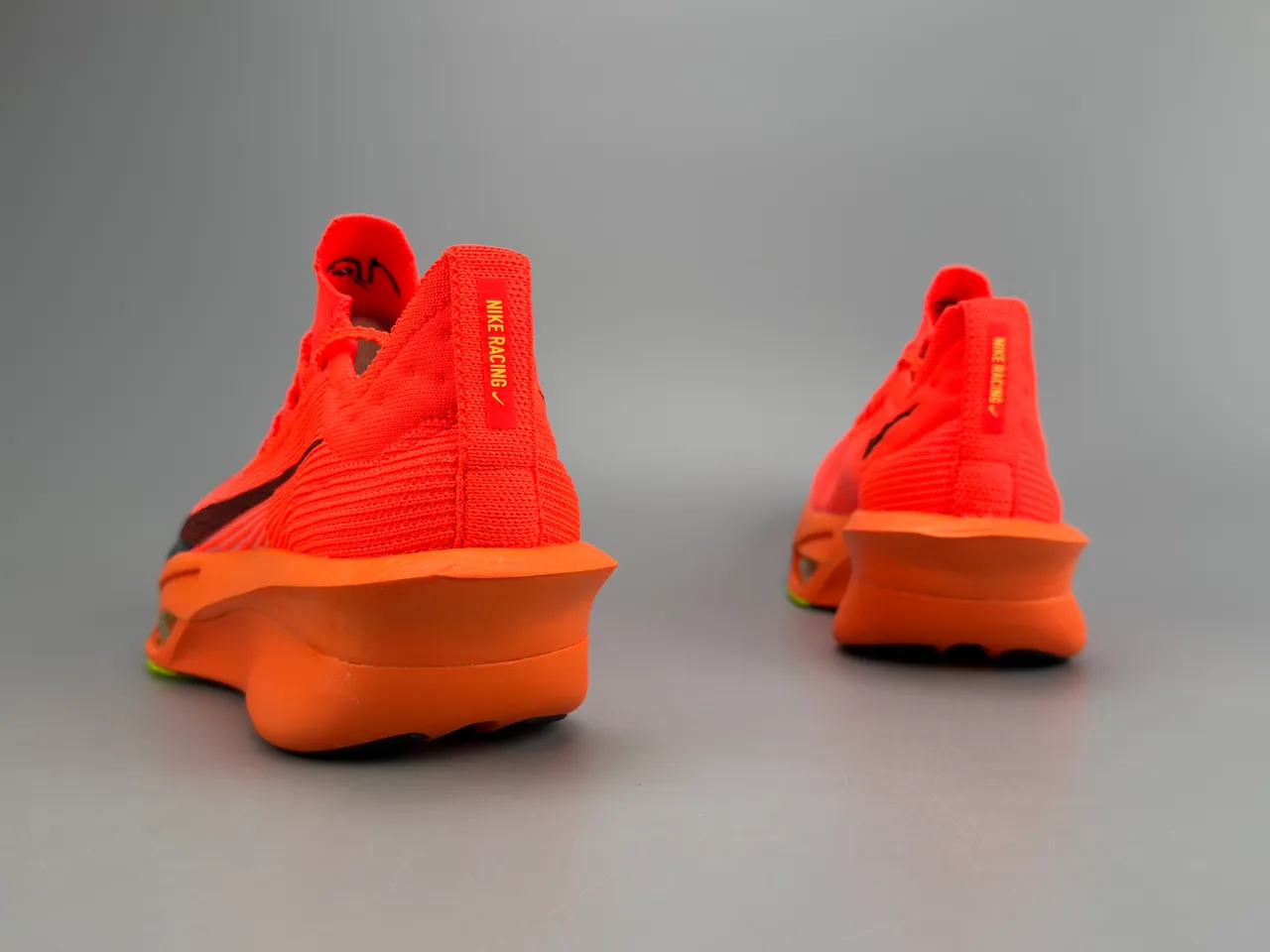 Nike Orange Black Knit Upper Sculpted Midsole Running Shoes 6