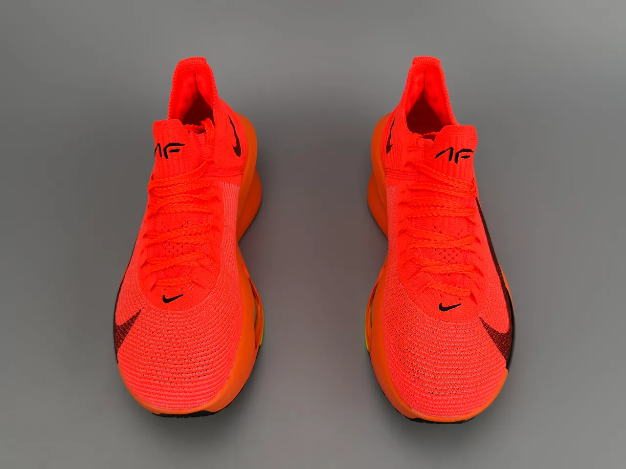 Nike Orange Black Knit Upper Sculpted Midsole Running Shoes 9