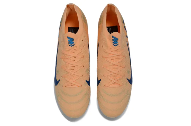 Nike Orange Blue Knit Upper Low-Cut Sock-Fit Collar Firm-Ground Soccer Shoes 2