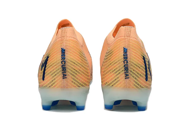 Nike Orange Blue Knit Upper Low-Cut Sock-Fit Collar Firm-Ground Soccer Shoes 4