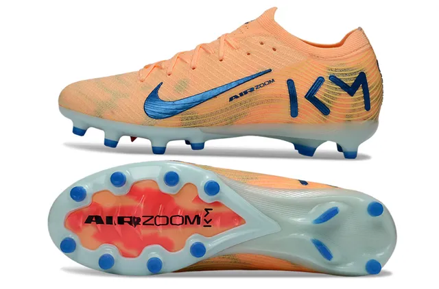 Nike Orange Blue Knit Upper Low-Cut Sock-Fit Collar Firm-Ground Soccer Shoes 5