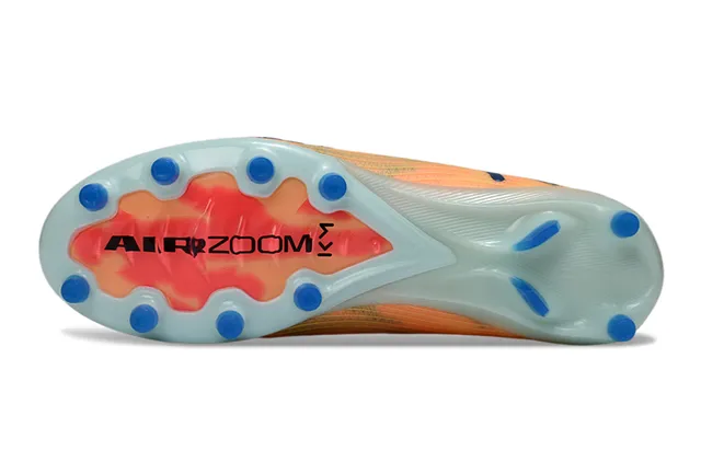 Nike Orange Blue Knit Upper Low-Cut Sock-Fit Collar Firm-Ground Soccer Shoes 6