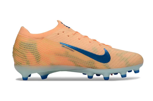 Nike Orange Blue Knit Upper Low-Cut Sock-Fit Collar Firm-Ground Soccer Shoes 7